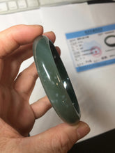 Load image into Gallery viewer, 58.6mm Certified Type A 100% Natural dark green/blue/gray/black with flying snow Guatemala Jadeite bangle BS155-0123