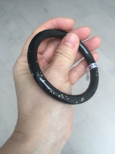 Load image into Gallery viewer, 58.5mm 100% Natural dark green/black meteorite Stellar Night sky round cut nephrite bangle HF105-8794