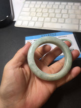 Load image into Gallery viewer, 52.3mm Certified Type A 100% Natural sunny green white chubby Jadeite bangle PE98-6212