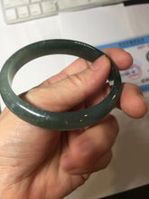 Load image into Gallery viewer, 58.6mm Certified Type A 100% Natural dark green/blue/gray/black with flying snow Guatemala Jadeite bangle BS155-0123