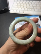 Load image into Gallery viewer, 52.3mm Certified Type A 100% Natural sunny green white chubby Jadeite bangle PE98-6212
