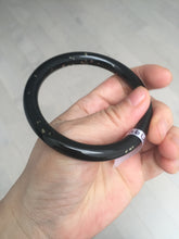 Load image into Gallery viewer, 58.5mm 100% Natural dark green/black meteorite Stellar Night sky round cut nephrite bangle HF105-8794