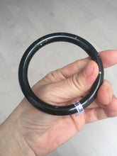 Load image into Gallery viewer, 58.5mm 100% Natural dark green/black meteorite Stellar Night sky round cut nephrite bangle HF105-8794