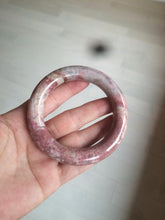 Load image into Gallery viewer, 56mm 100% natural chubby pink rose stone (Rhodonite) round cut bangle XY70