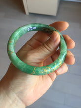 Load image into Gallery viewer, 58mm certified 100% natural Type A sunny green carved and golden-painted jadeite jade bangle BH136-9892