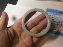 Load image into Gallery viewer, 54.8mm Certified type A 100% Natural light green/white round cut Jadeite bangle W100-6500 Add-on item!