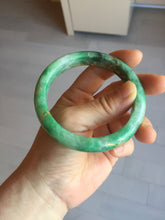 Load image into Gallery viewer, 58mm certified 100% natural Type A sunny green carved and golden-painted jadeite jade bangle BH136-9892