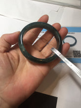 Load image into Gallery viewer, 55.5mm Certified Type A 100% Natural deep sea green/blue/gray/white Guatemala Jadeite bangle PC35-8521