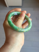 Load image into Gallery viewer, 58mm certified 100% natural Type A sunny green carved and golden-painted jadeite jade bangle BH135-(9896)