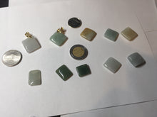 Load image into Gallery viewer, 100% Natural type A light green/yellow square or rectangle Jadeite Jade safe and sound pendant group BP62