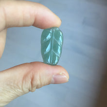 Load image into Gallery viewer, 100% natural type A icy watery light green gray Guatemala jadeite leaf pendant PD7