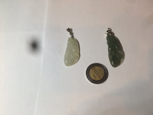 Load image into Gallery viewer, 100% natural icy watery white/dark green Magnolia flower jadeite jade pendant AF86