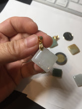 Load image into Gallery viewer, 100% Natural type A light green/yellow square or rectangle Jadeite Jade safe and sound pendant group BP62