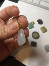 Load image into Gallery viewer, 100% Natural type A light green/yellow square or rectangle Jadeite Jade safe and sound pendant group BP62