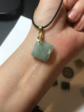 Load image into Gallery viewer, 100% Natural type A light green/yellow square or rectangle Jadeite Jade safe and sound pendant group BP62
