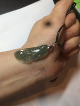 Load image into Gallery viewer, 100% natural icy watery white/dark green Magnolia flower jadeite jade pendant AF86