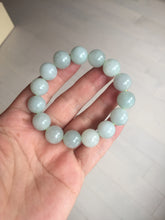Load image into Gallery viewer, 12mm size 50-54mm 100% natural type A light green white jadeite jade beads bracelet AZ191