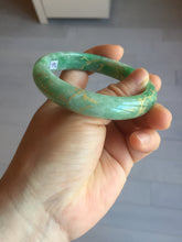 Load image into Gallery viewer, 58mm certified 100% natural Type A sunny green carved and golden-painted jadeite jade bangle BH135-(9896)