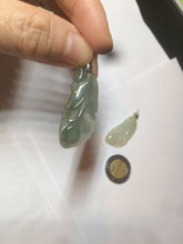 Load image into Gallery viewer, 100% natural icy watery white/dark green Magnolia flower jadeite jade pendant AF86