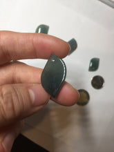 Load image into Gallery viewer, 100% natural type A Guatemala jadeite jade icy watery yellow green black Willow leaf pendant group BP63