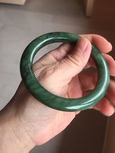 Load image into Gallery viewer, 57.4mm Certified 100% Natural Deep Pine Green/Black "Serene Forest" Nephrite Bangle HT168-15-3868
