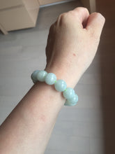 Load image into Gallery viewer, 12mm size 50-54mm 100% natural type A light green white jadeite jade beads bracelet AZ191