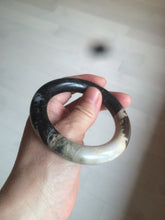 Load image into Gallery viewer, 53.4mm 100% natural chubby pink/black/brown rose stone (Rhodonite) round cut bangle XY69