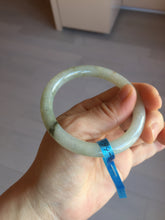 Load image into Gallery viewer, 53.3mm certified 100% natural Type A light green yellow with floating seaweed round cut jadeite jade bangle BM63-6612