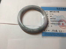 Load image into Gallery viewer, 58.5mm certified 100% natural Type A light green/purple white Snowy Pine Forest jadeite jade bangle J125-3067