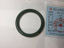 Load image into Gallery viewer, 61.5mm certified 100% Natural dark green black (碧玉) round cut nephrite Jade bangle HT105-1579