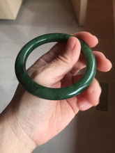 Load image into Gallery viewer, 54.8mm Certified 100% Natural Deep Pine Green/Black "Serene Ember Forest" Nephrite (red-skin nephrite 红皮碧玉) Bangle HT168-12-6184