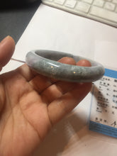 Load image into Gallery viewer, 58.5mm certified 100% natural Type A light green/purple white Snowy Pine Forest jadeite jade bangle J125-3067