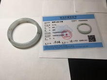 Load image into Gallery viewer, 57.7mm certificated Type A 100% Natural icy watery light green/white with dark green floating flowers Jadeite Jade bangle AD103-5251