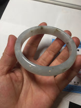 Load image into Gallery viewer, 57.7mm certificated Type A 100% Natural icy watery light green/white with dark green floating flowers Jadeite Jade bangle AD103-5251