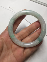 Load image into Gallery viewer, 55mm Certified type A 100% Natural sunny green/white round cut Jadeite bangle BN76
