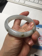 Load image into Gallery viewer, 57.7mm certificated Type A 100% Natural icy watery light green/white with dark green floating flowers Jadeite Jade bangle AD103-5251