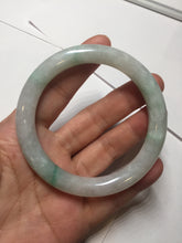 Load image into Gallery viewer, 55mm Certified type A 100% Natural sunny green/white round cut Jadeite bangle BN76