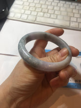 Load image into Gallery viewer, 58.5mm certified 100% natural Type A light green/purple white Snowy Pine Forest jadeite jade bangle J125-3067
