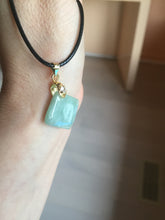 Load image into Gallery viewer, 100% Natural type A light green/yellow square or rectangle Jadeite Jade safe and sound pendant group BP62