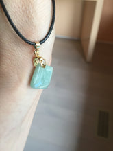 Load image into Gallery viewer, 100% Natural type A light green/yellow square or rectangle Jadeite Jade safe and sound pendant group BP62
