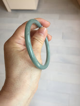 Load image into Gallery viewer, 59mm Certified Type A 100% Natural Light Blue Green Gray Ru Kiln Sky Celadon Blue (汝窑天青蓝) Guatemala Jadeite Jade Slim Round Bangle BS160-8651