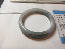 Load image into Gallery viewer, 58.4mm certified 100% natural Type A light green/purple white Snowy Pine Forest jadeite jade bangle J126-3074