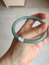 Load image into Gallery viewer, 59mm Certified Type A 100% Natural Light Blue Green Gray Ru Kiln Sky Celadon Blue (汝窑天青蓝) Guatemala Jadeite Jade Slim Round Bangle BS160-8651