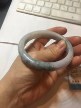Load image into Gallery viewer, 58.4mm certified 100% natural Type A light green/purple white Snowy Pine Forest jadeite jade bangle J126-3074