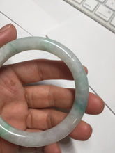 Load image into Gallery viewer, 55mm Certified type A 100% Natural sunny green/white round cut Jadeite bangle BN76