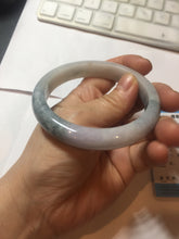 Load image into Gallery viewer, 58.4mm certified 100% natural Type A light green/purple white Snowy Pine Forest jadeite jade bangle J126-3074