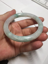 Load image into Gallery viewer, 55mm Certified type A 100% Natural sunny green/white round cut Jadeite bangle BN76
