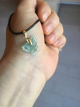 Load image into Gallery viewer, Type A 100% Natural icy watery light Green blue Guatemala Jadeite Jade butterfly Pendant BH119