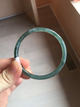 Load image into Gallery viewer, 54.8mm Certified Type A 100% Natural dark green/blue/gray with Guatemala slim round cut Jadeite bangle PJ103-5627