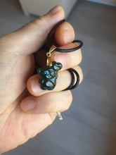 Load image into Gallery viewer, Type A 100% Natural Dark Green Black Guatemala Jadeite Jade Cute Baby Bear with Heart Balloon Pendant BH118